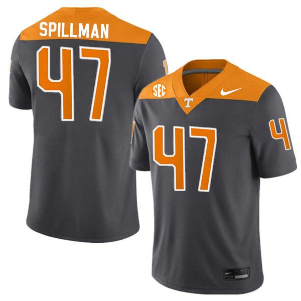 Men #47 Edwin Spillman Tennessee Volunteers College Football Jerseys Stitched-Anthracite